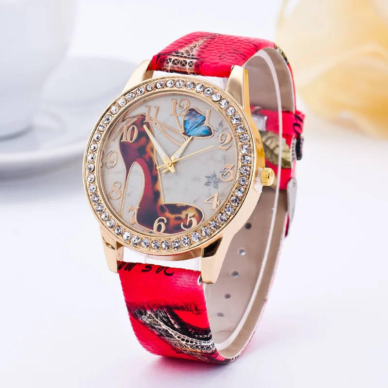 

Fashion Luxury Rhinestone Women's Quartz Wristwatches Leather Women's Bracelet Watch Dress Watch Relogio Feminino Girl Love Gift