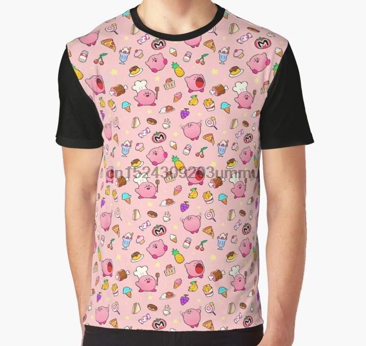 

All Over Print 3D Tshirt Men Funny T Shirt Kirby x Food Pattern Graphic T-Shirt