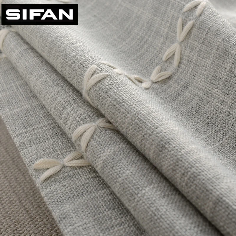 Japan Style Thick Faux Linen Jacquard Curtains for Living Room for Bedroom Window Modern Curtains Made
