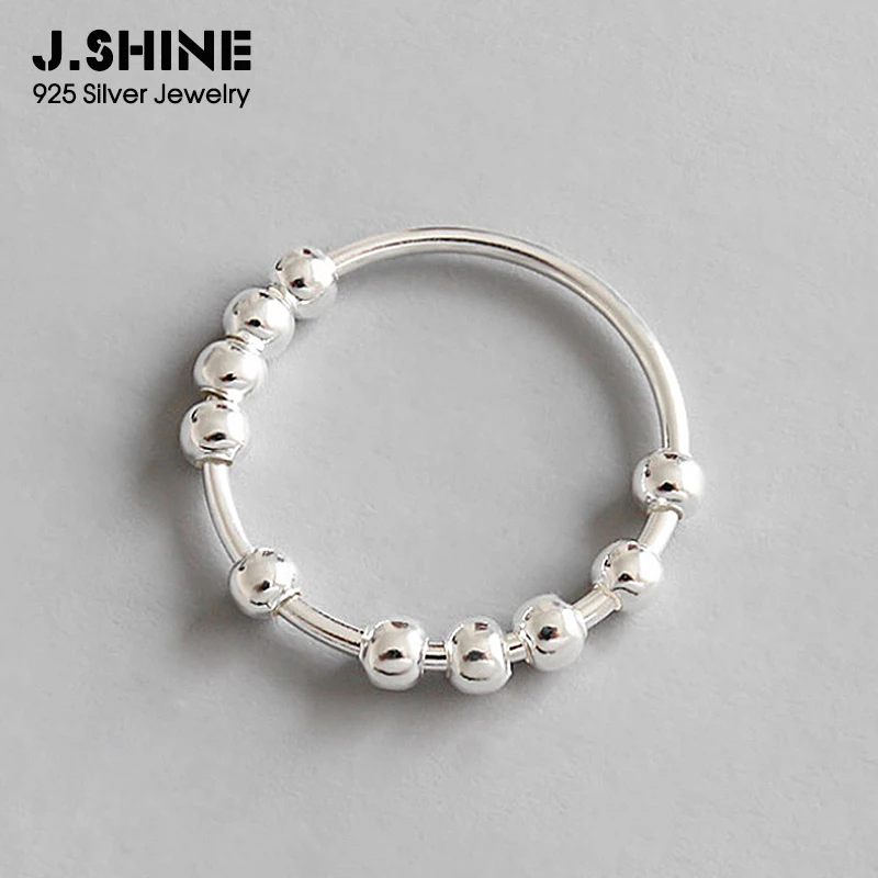 

F.I.N.S 925 Sterling Silver Beads Rings For Women New Silver 925 Ladies Rings with Moving Ball Simple Korean Fashion Jewelry