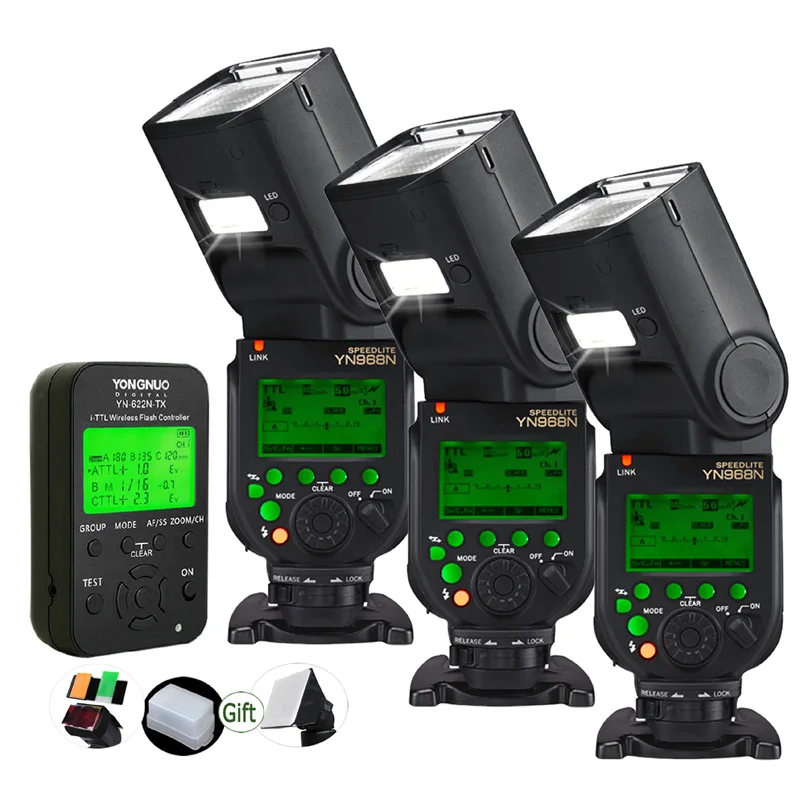 

Yongnuo YN968N TLL HSS Speedlite with LED Light + YN622N-TX Trigger Transmitter 1/8000s 2.4G Wireless GN60 DSLR Flash for Nikon