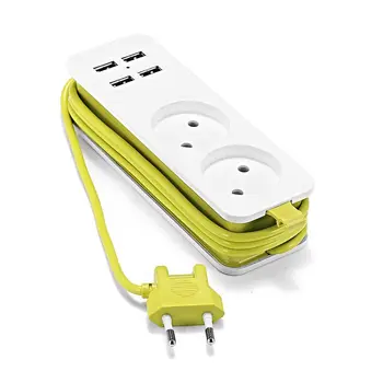 

20pcs EU European Plug Power Strip 1.5m Cable Wall Euro Electronic Extension Sockets 4 USB Port For Smart Mobile Phones Tablets