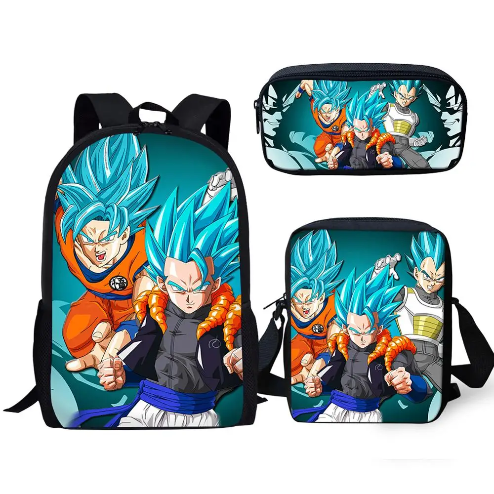 

School Backpack Set/3PCS for Boy Dragon Ball/Son Goku Bookbag Schoolbag Baby Kids Notebook Student Male Satchel Daypack Rucksack