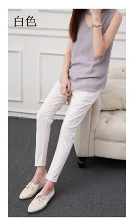 Для беременных хлопок и лен длинные штаны Летние для беременных для женщин; Большие размеры Беременность одежда Дышащие Брюки живот тощий хлопок - Цвет: White