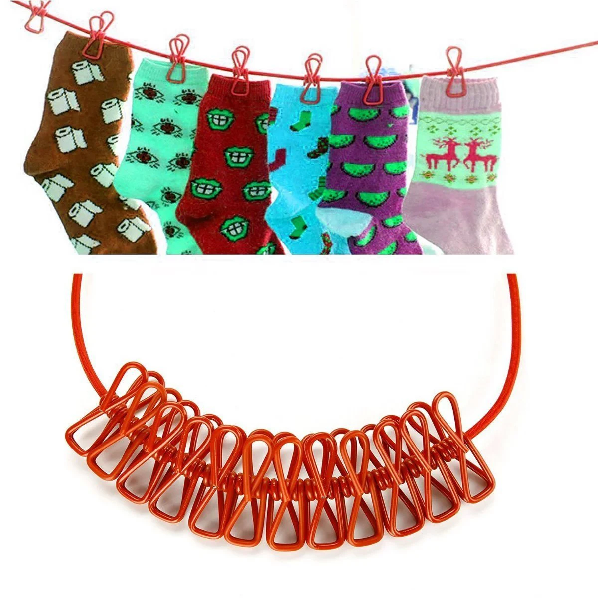 Portable Waterproof Laundry Washing Rope 12 Pegs Clothesline Drying