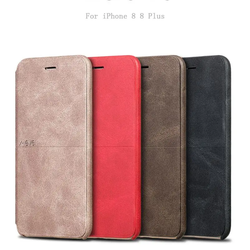 Кожаный чехол X Level для iPhone 8 7 Plus Ультратонкий флип с полным покрытием защитный XS MAX