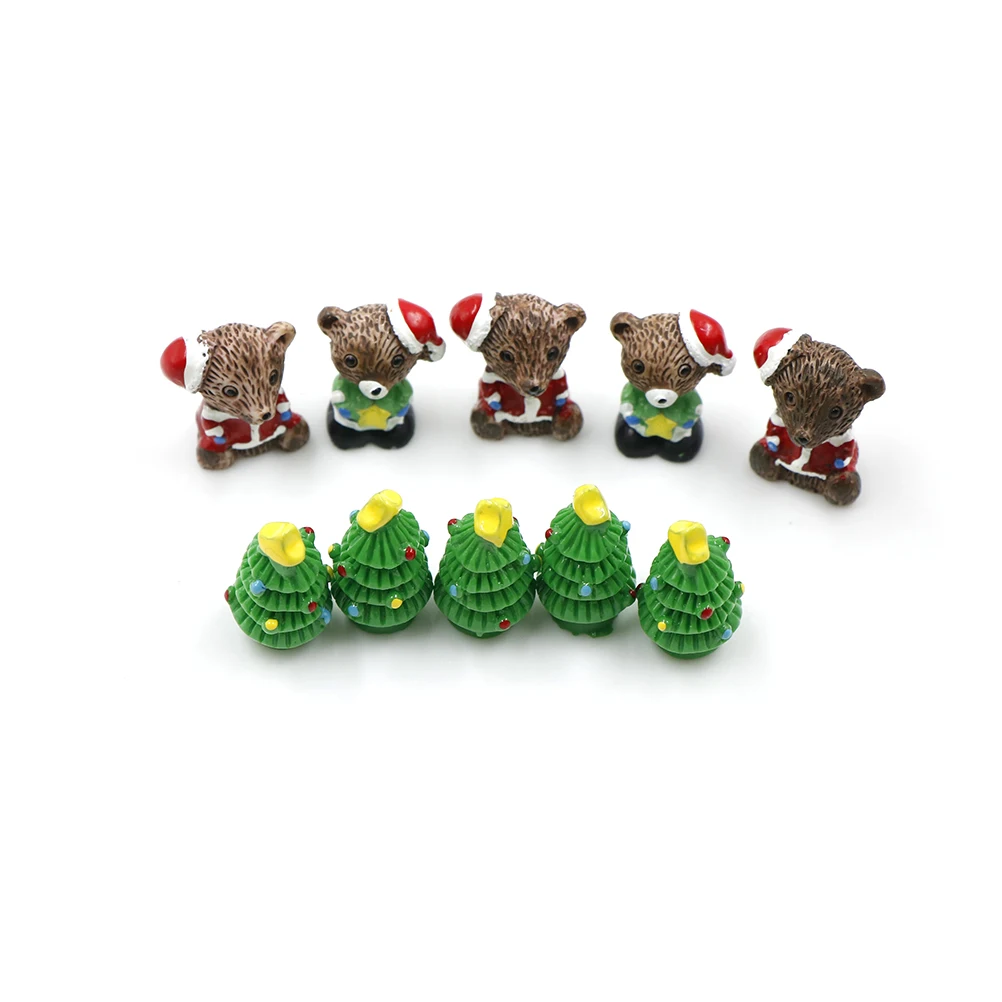 5pcs Bear/ Trees Figures Miniature/Fairy Garden Figurine Dolls House Kids Toys DIY Micro Landscape Accessories Resin Christmas