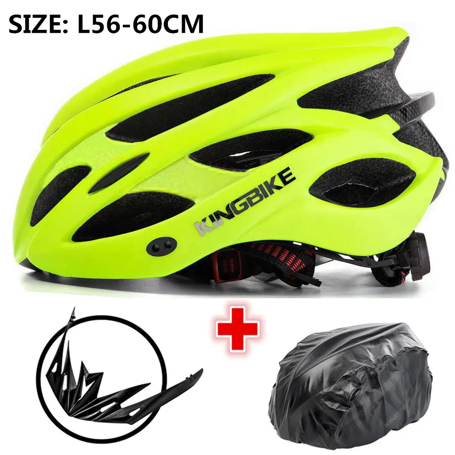 KINGBIKE велосипедные шлемы MTB велосипедный шлем сверхлегкий в форме с козырьком титановый дышащий дорожный горный велосипедный шлем - Цвет: P-652-green cover