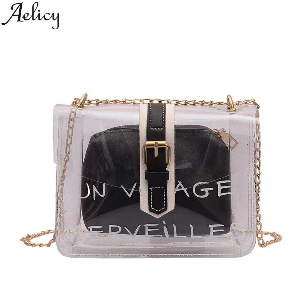 

Aelicy Fashion 2019 Transparent Messenger Bag Simple Messenger Bag Chain Shoulder Bag Small Square Bag Luxury Evening Clutch