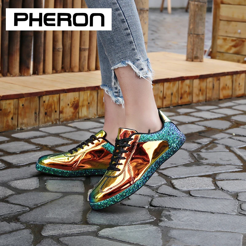 

Women Sneakers Gold Glitter Shinny Bling Fashion Casual oxford Shoes Woman lady Ballet Flats Glossy Sneakers espadrilles