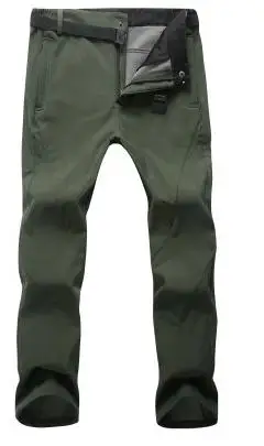 Зимние мужские спортивные водонепроницаемые теплые мягкие брюки оболочки для альпинизма кемпинга лыжные брюки для верховой езды рыбалка большой код s-xxxl - Цвет: Зеленый