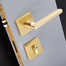 1Set European Style Brass Door Lock for Interior Door Simple Door Handle Light Luxury Door Lock with Key Lock Accessories JF1944 classical european style panel lock high strength zinc alloy handle locks residential home door silent brass locker handle lock