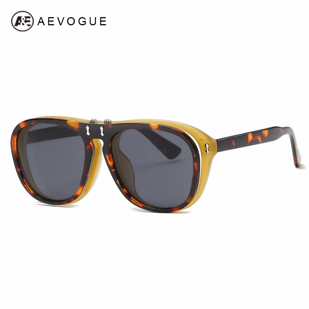 AEVOGUE Sunglasses Womens Plastic Flip Up Big Frame Retro Steampunk