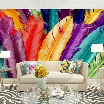 

Feathers Painting Photo Wallpaper Murals Home Decor Wall Papers 3D Bedroom Living Room TV Wall Paper Self Adhesive Vinyl / Silk