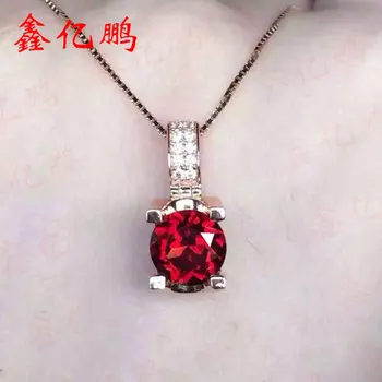 

F 925 silver inlaid natural garnet pendants women