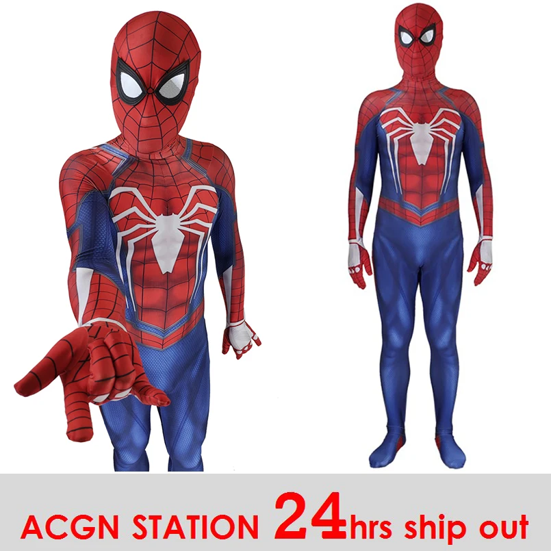 

PS4 Spiderman Cosplay Costume 3D Print Avengers Spiderman Anime Full Bodysuit for Halloween party boy costummes back to school