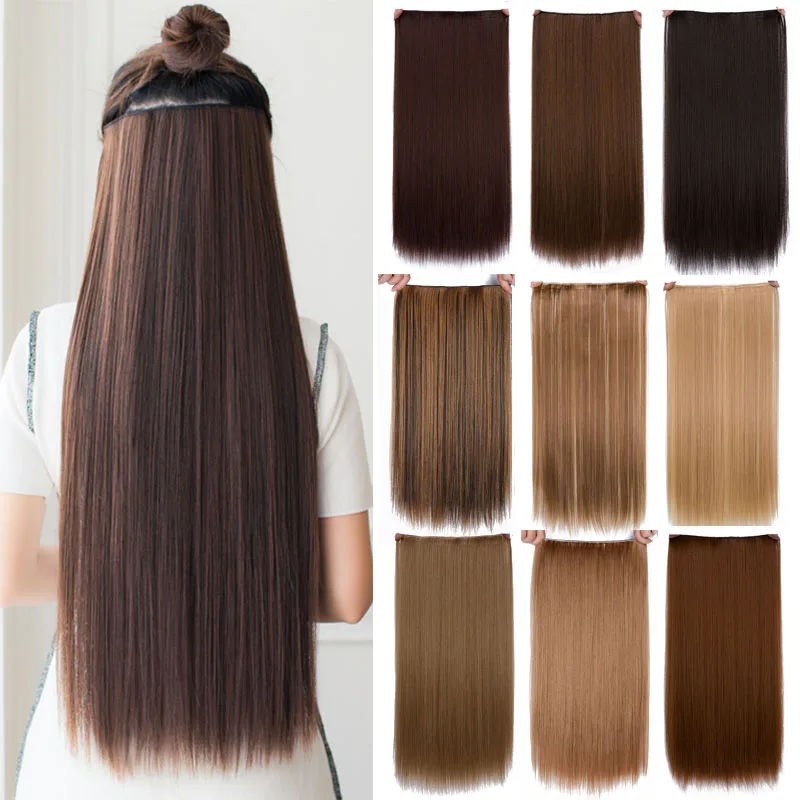 Allaosify 60 см 5 зажимов для наращивания волос термостойкие Шиньоны Длинные прямые прически синтетические заколки для волос серые волосы