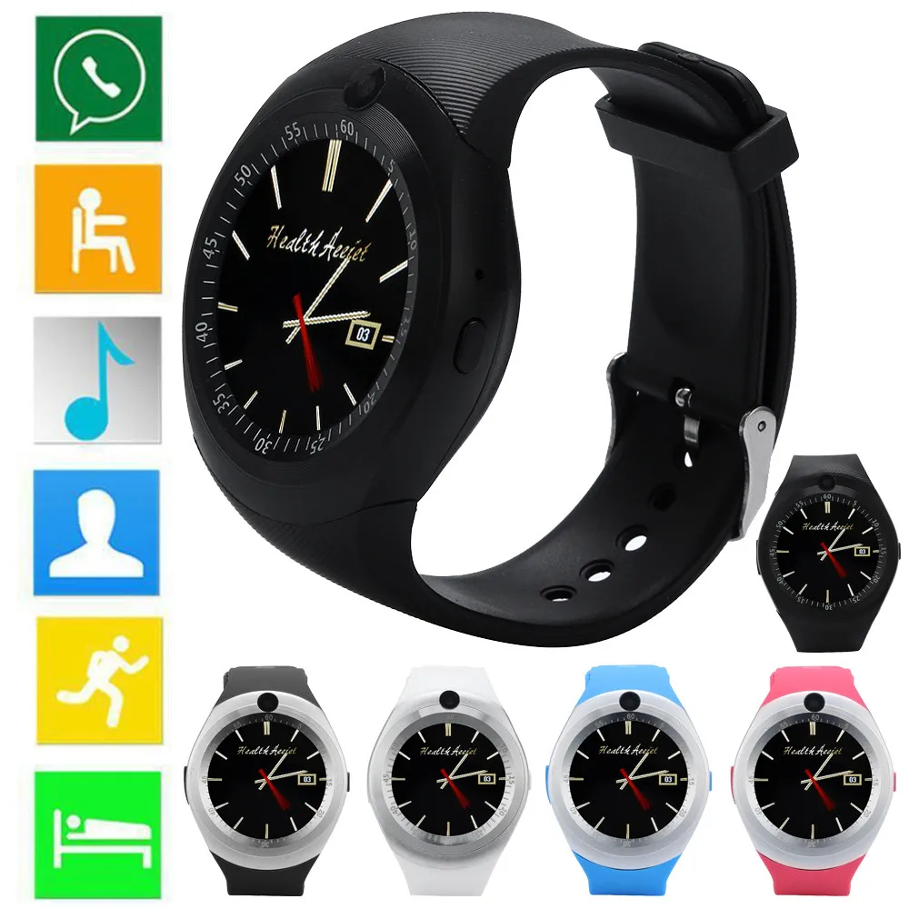 2018 Bluetooth Smart Watch Phone Mate Full Round Screen SIM Camera For Android Jul10