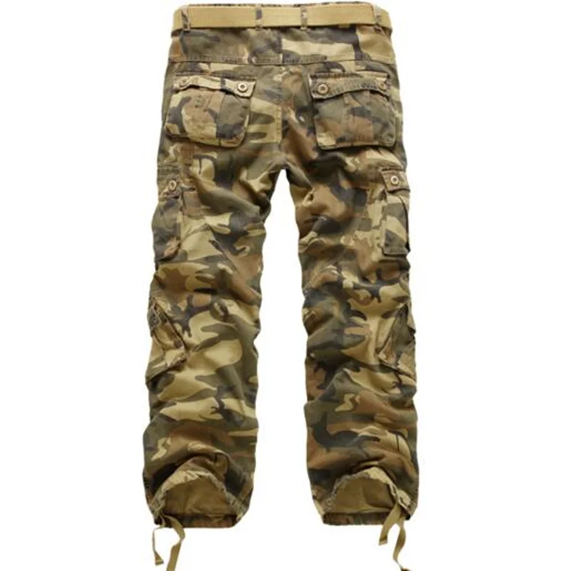 

2019 Spring & autumn Men's Loose Multi-Pocket Camouflage Pants Men Casual Cotton Straight Washed-Pocket Pants Male Trousers 40
