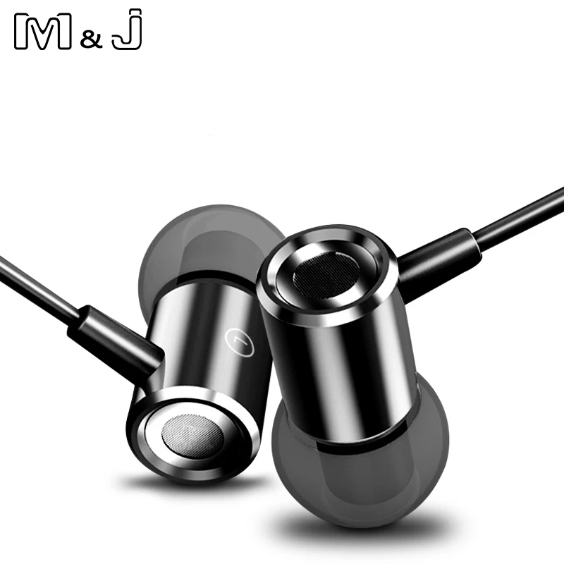 Стереонаушники M & J J12 спортивные с супербасами металлические магнитные наушники
