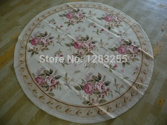 

Old Hand-made Traditional Wool Needle-point round Carpet Knitted Home Decore Vintage Modernism Wool Knitting Carpets