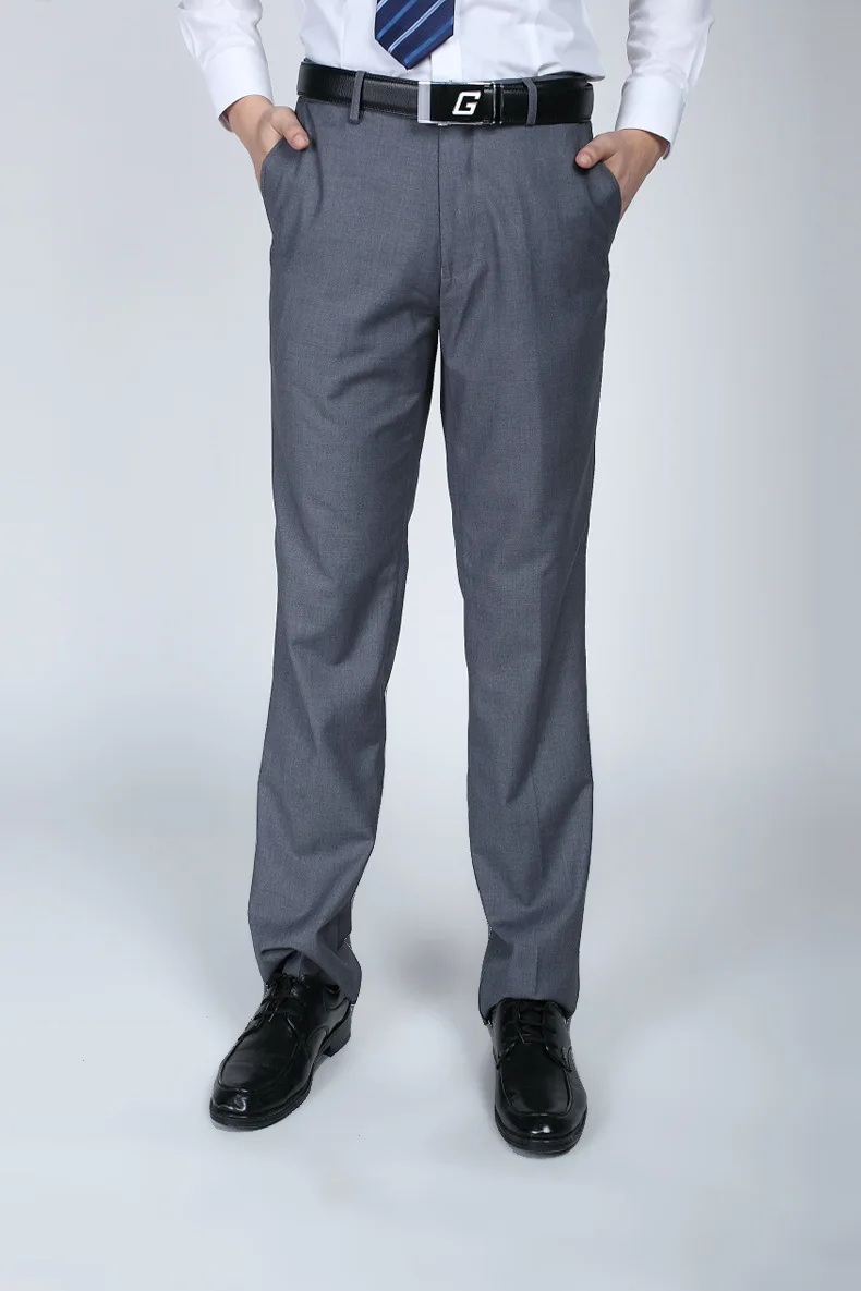 Для мужчин с эластичной резинкой на талии, Бизнес черные классические брюки Свадебные Bestman жениха брюки вечерний для выпускного официальный брюки Pantalones de Boda - Цвет: Темно-серый