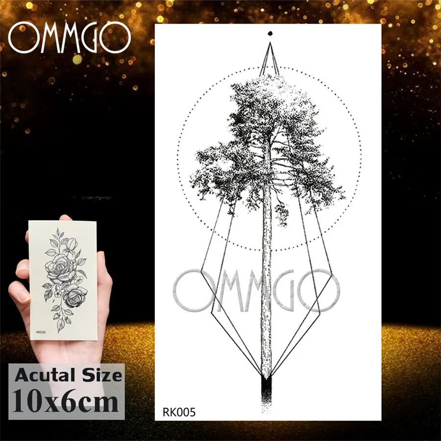 Временные тату наклейки OMMGO геометрической формы с изображением гор алмазная