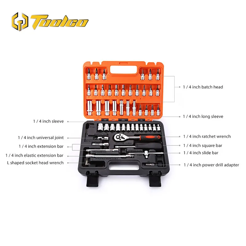 53 шт., 1/4 дюймовый инструмент для ремонта автомобиля, набор прецизионных трещоток, 1/4 дюймовый торцевой ключ, набор инструментов, набор инструментов