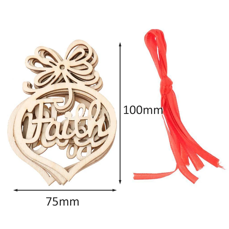 10Pcs/lots  MDF Wooden Christmas Hanging Tags Embellishments Craft Ornaments Tree Decor