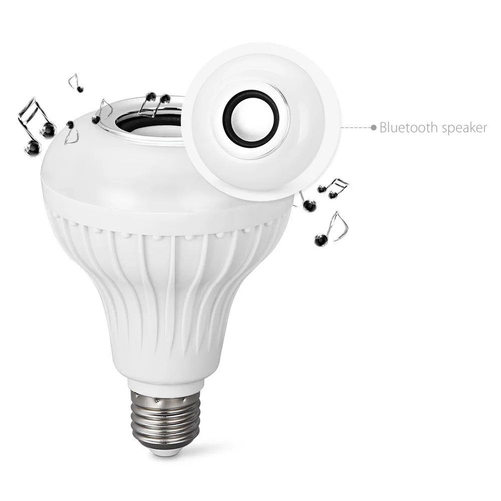 E27 Smart RGBW Беспроводной Bluetooth Динамик лампа Музыка Воспроизведение затемнения светодиодный лампа с 24keys дистанционного Управление бытовой