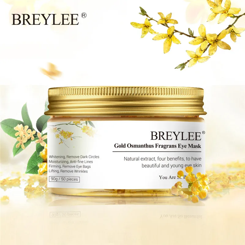 BREYLEE 50 шт. Gold osmanthus fragrans маска для глаз коллагеновая гелевая повязка для глаз уход за кожей вокруг глаз удаление темных кругов подтягивающая укрепляющая сыворотка