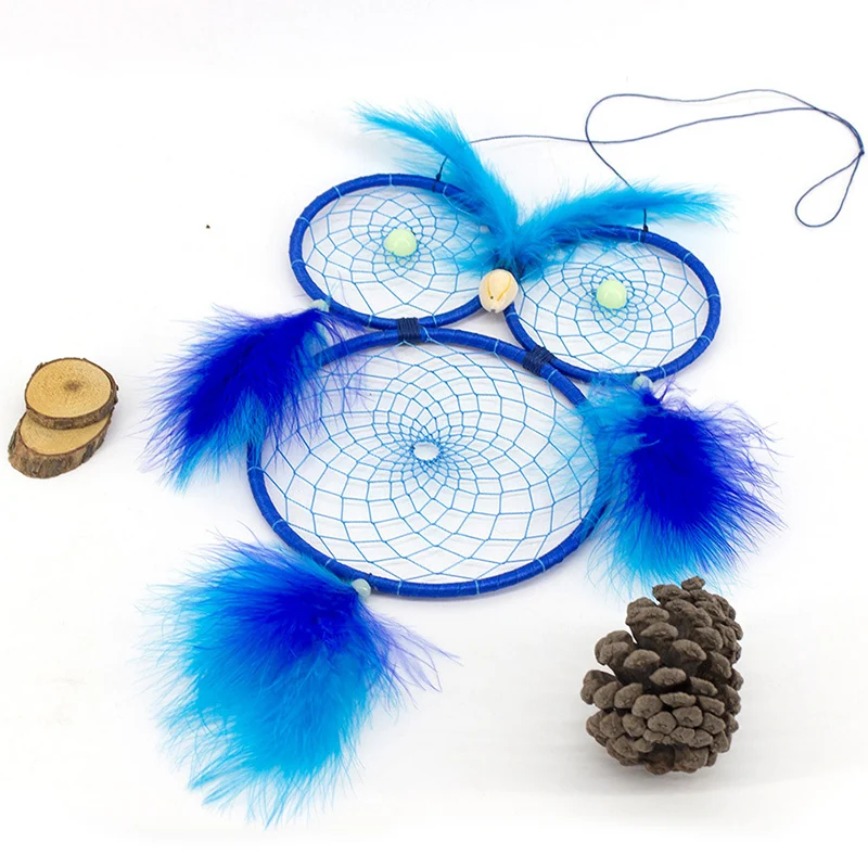 dream catcher Owl Feather Dream Catcher Wind Chimes Handmade Dreamcatcher Net With Feather Beads for Wall Hanging Home Decor