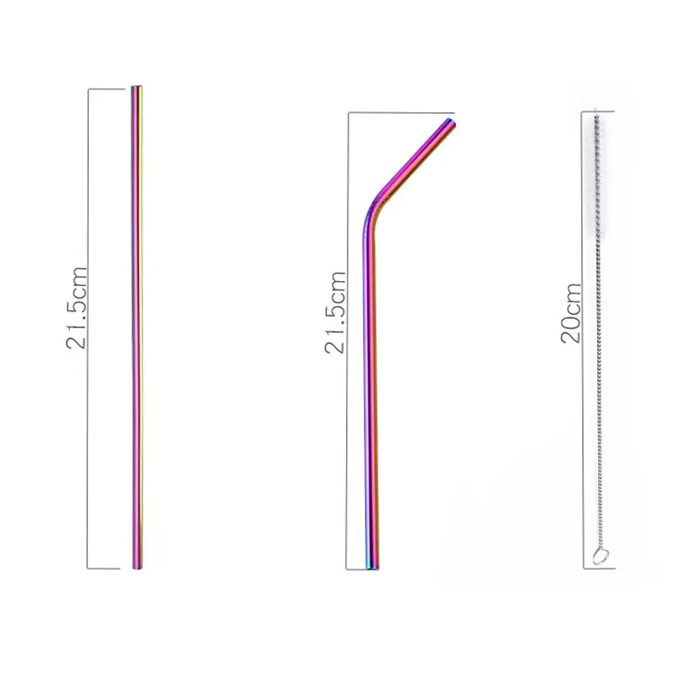 6 шт./компл. Портативный роскошный набор столовой посуды Нержавеющая сталь столовые приборы, ложка, вилка соломы тряпичным мешком Кухня Еда посуда Радужный B4