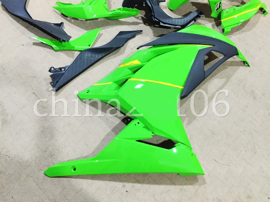 АБС Кузов обтекатель комплект для Kawasaki Ninja300 EX300 2013- 13 14 15 16 17 Обтекатели литья под давлением под заказ Зеленый