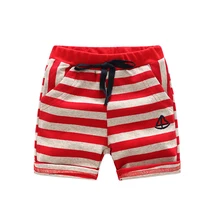 Детские штаны для малышей, летние пляжные брюки в полоску Свободные шорты для мальчиков короткие штанишки для мальчиков