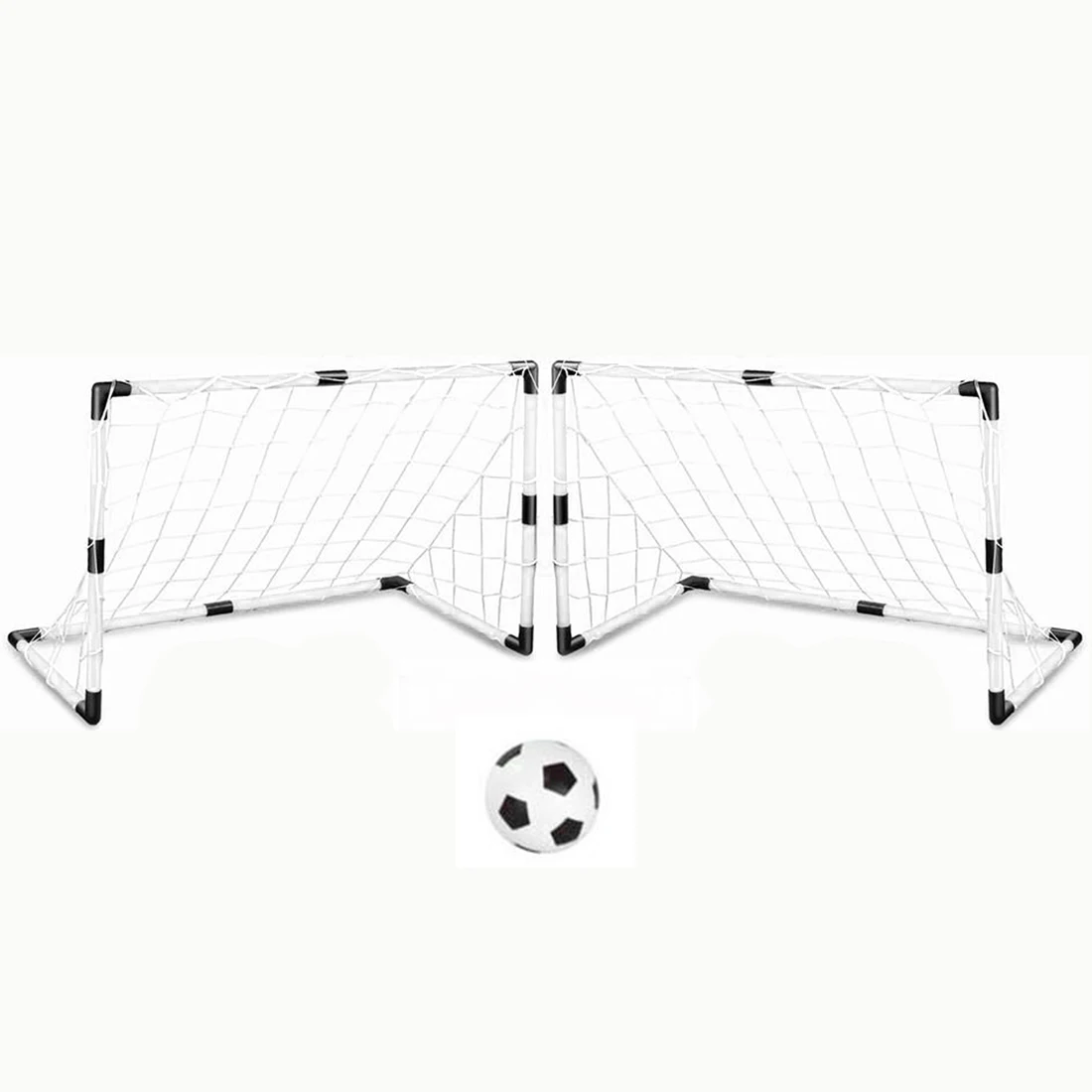New arrival Set of 2 DIY White Youth Sports Soccer Goals with Soccer Ball and Pump
