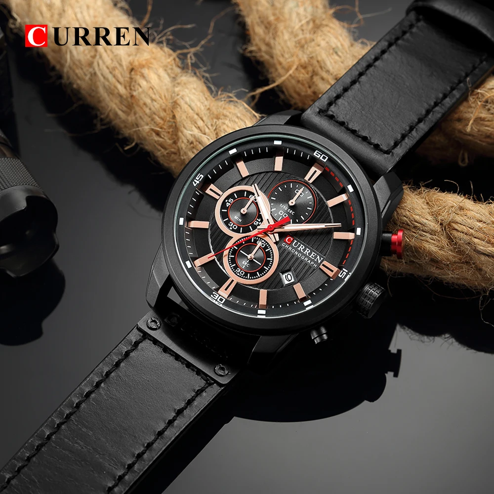 CURREN Top Luxury Brand Men Analog Digital Leather Sports Watches Men's Army Military Watch Man Quartz Clock Relogio Masculino