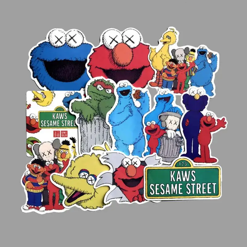 

12pcs/set Hot sale Cartoon Anime Sesame Street For Notebook Skateboard Bicycle DIY Waterproof sticker kids Toy Gift