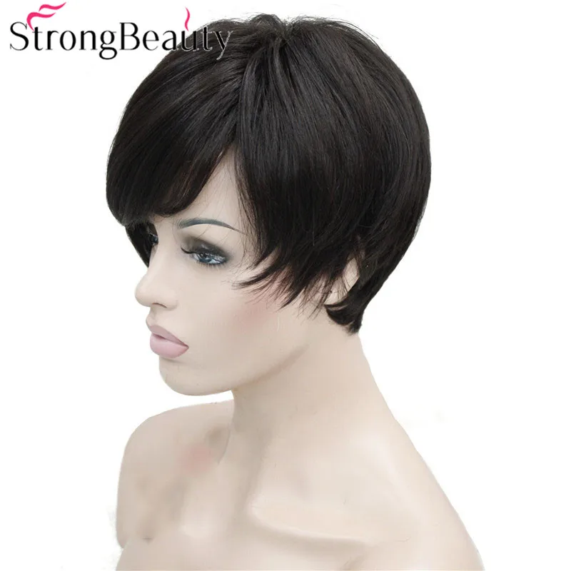 StrongBeauty ассиметричные заколки короткий прямой Боб натуральный синтетический монолитный парик для женщин