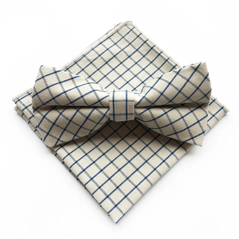 

Ivory Check Polka Dots Striped Cotton Jacquard Woven Men Butterfly Self Bow Tie BowTie Pocket Square Handkerchief Hanky Suit Set