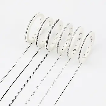 

5mmx7m Black and White Japanese Masking Paper Washi DIY Tape Scrapbooking Sticker Label School Office Supply