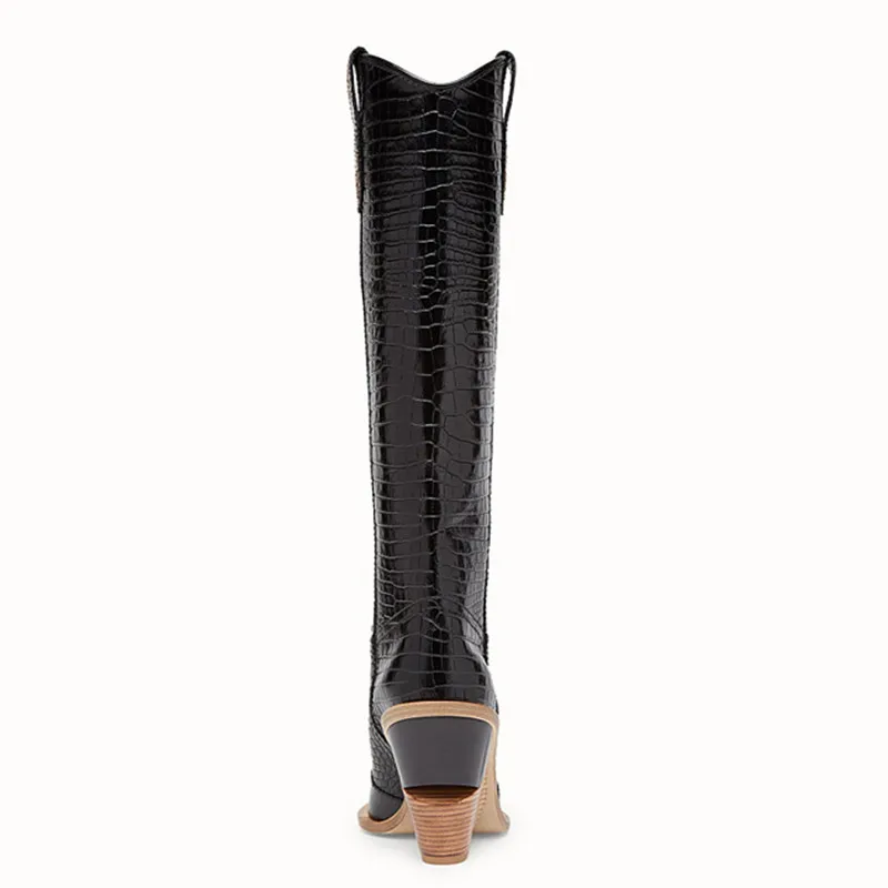 Mujeres Pie Nuevo En Picture As Dedo Cuero Rodilla Puntiagudo Las De Mujer Forma Alto Zapatos Tacón Fugitivo Del as 2018 Largas Picture Señoras Botas Altas Moda Tacones adqxza