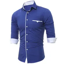 Новинка года линии спереди Декор карман Рубашки для мальчиков бренд-одежда мужская одежда Рубашки для мальчиков с длинным рукавом Slim Fit Повседневное человек CHEMISE Homme