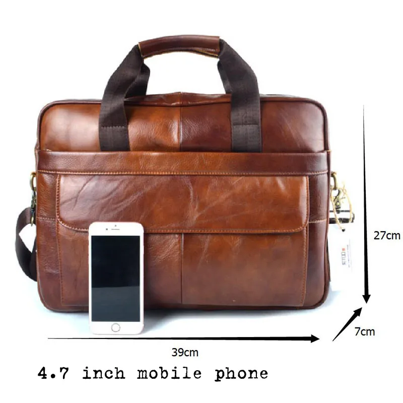 AETOO Genuine Leather genuine leather laptop bag Handbags Cowhide Men Crossbody Bag Men's Travel brown leather briefcase