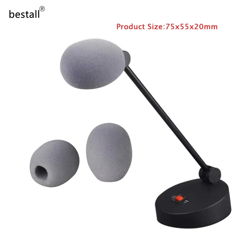 Grey Microphone Windscreen Headset Foam Sponge Mic Cover 2Pcs Size