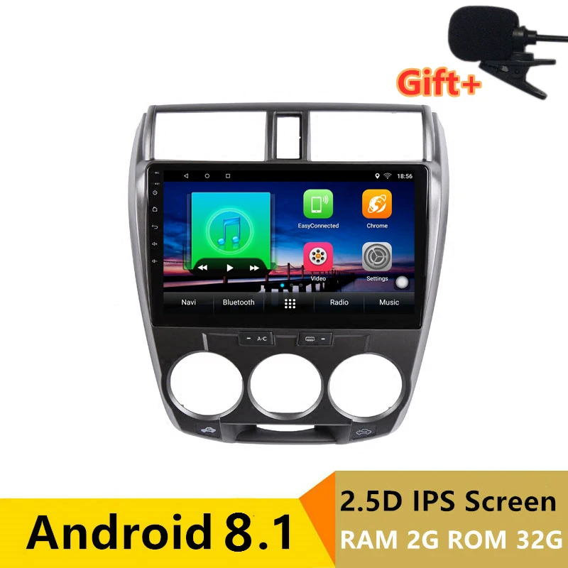 10 "2 + 32 г 2.5D ips Android 8,1 DVD мультимедиа плеер gps для Honda CITY 2008 2009 2010 2011 2012 2013 радио стерео навигации
