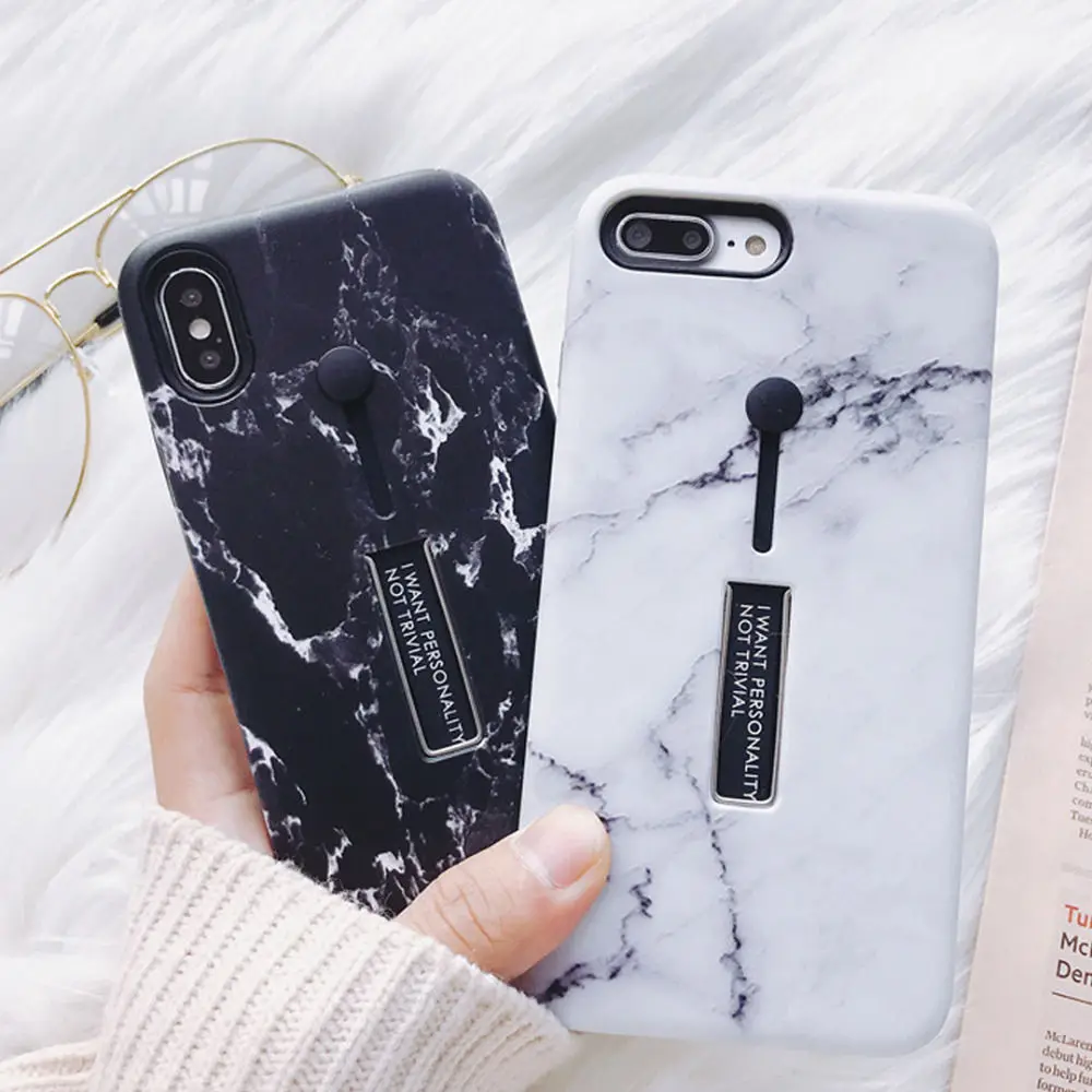 

Fashion Marble Silicon Ring Phone Case For iPhone 6 6S 7 8 PLUS For iphone x Case Hide Stand Holder Cover For iPhone 6S