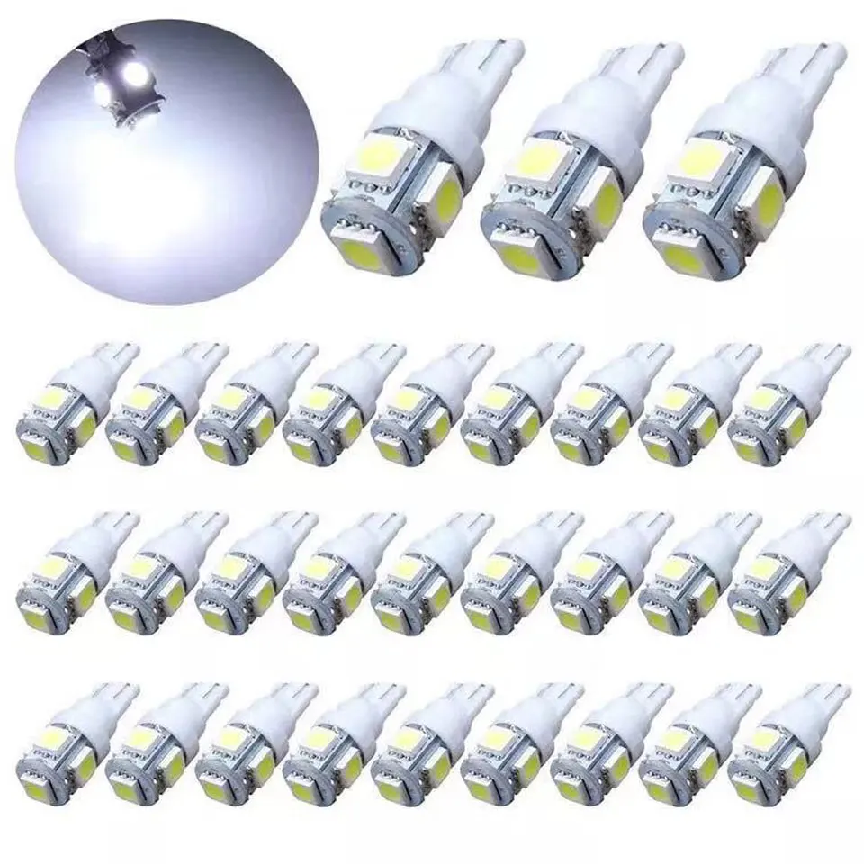 10PCS 6500K Car LED Small Lamp T10 5SMD Width Lamp Reading Lamp Car Door Light 1W