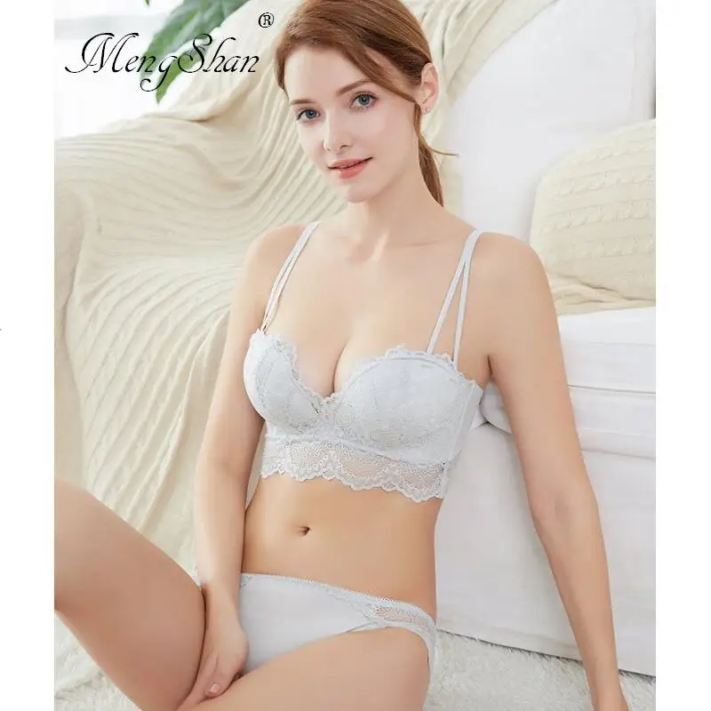

MengShan Lace massage palmar bra suit New summer money No steel ring sexy bra suit Gather the underwear suit 85A85B85C80B80C75C