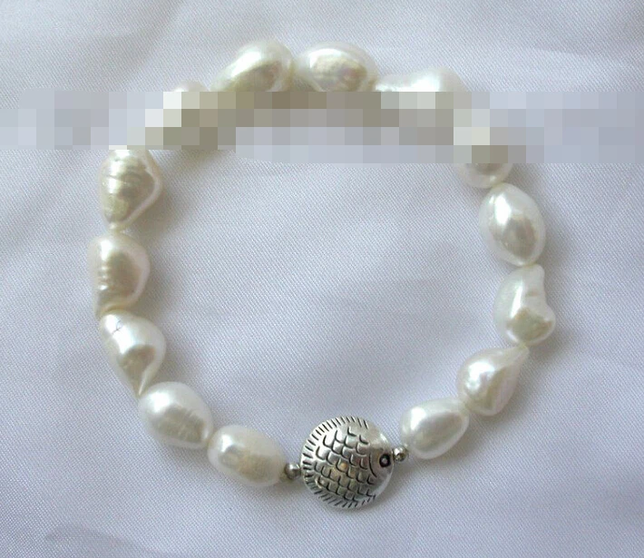 

free shipping 01015 baroque white freshwater cultured pearl bracelet